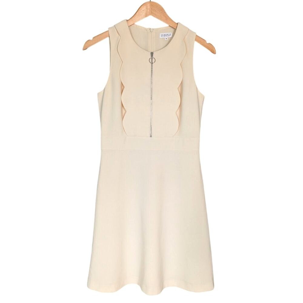 Claudie Pierlot Butter Yellow Scallop Front Zip A-Line Dress size 6